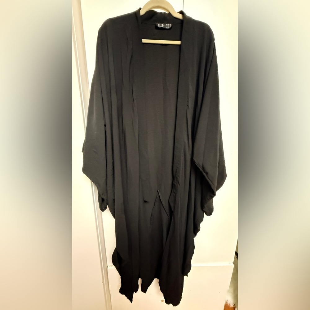 Refka Black Open-Front Draped Women's Cardigan Cape Size 10-12 but fits one size